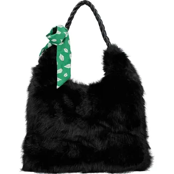 Kabelka Módní dámská plyšová kabelka do ruky Raiga, černá
