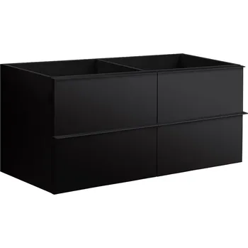 Koupelnový nábytek CERANO - Koupelnová skříňka pod umyvadlo s úchytkou Velora - černá matná, černá úchytka - 119x53x45,2 cm