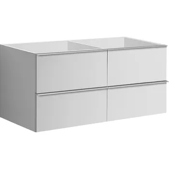 Koupelnový nábytek CERANO - Koupelnová skříňka pod umyvadlo s úchytkou Velora - bílá matná, chromová úchytka - 158x53x45,2 cm