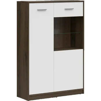 Obývací stěna NEPO PLUS vitrína REG1D1W/90, dub ušlechtilý/bílá