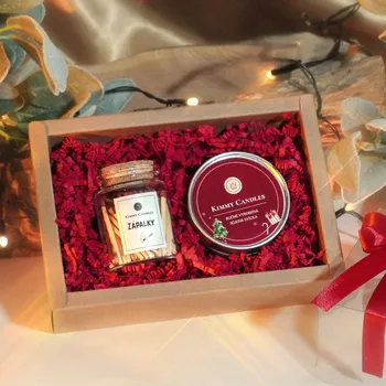 Svíčka Dárkový set - Malá svíčka & zápalky Vůně: Med & Tabákové listy