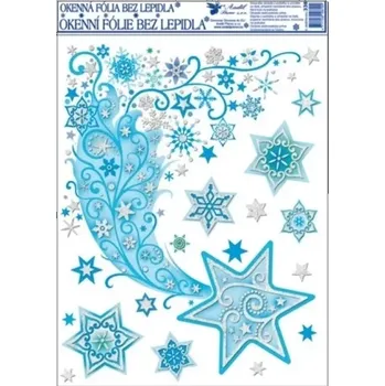 Okenní dekorace Anděl Okenní fólie vánoční s glitry Kometa 38 x 30 cm 338-02