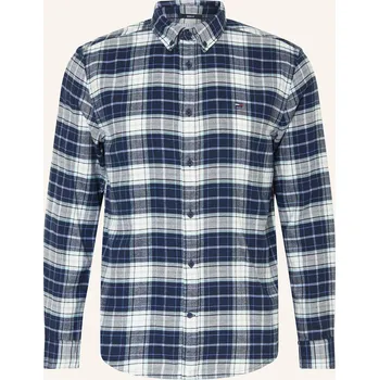 Pánská košile Tommy Jeans Pánská Flanelová Košile Regular Fit, tmavě modrá...
