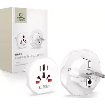 Cestovní adaptér TechProtect WL-09, EU, UK (Anglie), USA, CN, AU, barva bílá