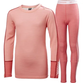 Set dětského termoprádla Dětský Set termoprádla HELLY HANSEN JR LIFA MERINO MIDWEIGHT SET 49403_098 – Růžová 164