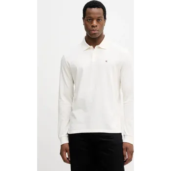 Bavlněné tričko s dlouhým rukávem Calvin Klein Jeans LV04RE201G béžová 01X, vel. M