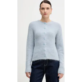 Dámský svetr Kardigan s příměsí vlny z alpaky Sandro Ferrone S9YBFNESPOLO modrá 50X, vel. L
