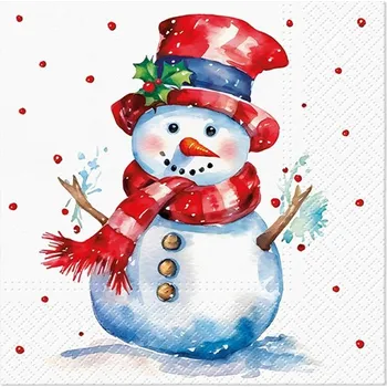 Papírový ubrousek PAW2 Papírové ubrousky PAW 33 cm x 33 cm Watercolor Snowman 20 ks