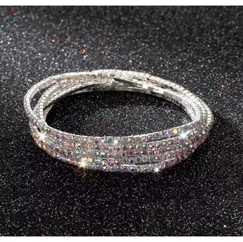 Souprava šperků B-TOP Sada 5 stříbrných krystalových náramků s čirými nebo AB kamínky Druh barvy: Barevná