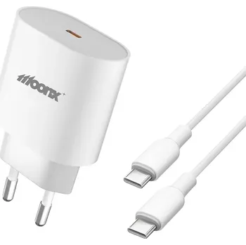 MOONX síťová nabíječka MC06 PD 25W 1xUSB-C + USB-C - USB-C kabel bílá