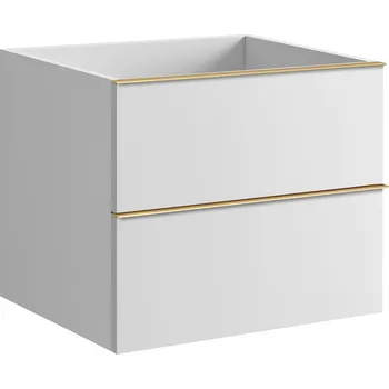 Koupelnový nábytek CERANO - Koupelnová skříňka pod umyvadlo s úchytkou Velora - bílá matná, zlatá úchytka - 59x53x46 cm