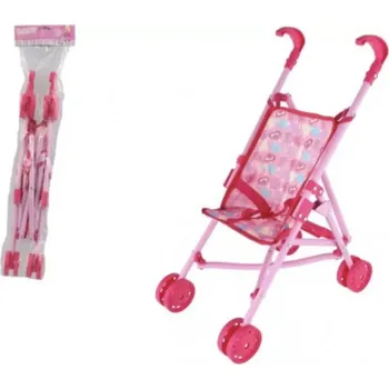 Kočárek pro panenku Teddies Kočárek pro panenky golfové hole kov/plast v sáčku růžový