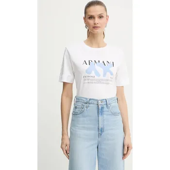 Dámské tričko Bavlněné tričko Armani Exchange dámské, bílá barva, XW001348 AF17172 XW001348.AF17172 00X, vel. L