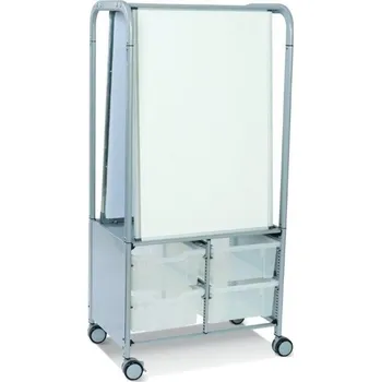 Kancelářský nábytek Mobilní oboustranná magnetická tabule s úložným prostorem - antimikrobiální úprava