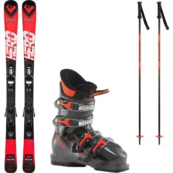 Sjezdové lyže Lyžařský set ROSSIGNOL Hero Jr. 100-140 Kid-X + lyžáky + hole