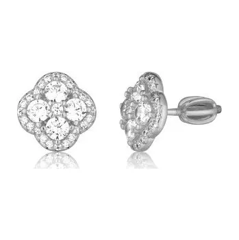 Náušnice Zlatnictví Helios Stříbrné náušnice čtyřlístky na šroubek