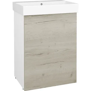 Koupelnový nábytek Dřevojas Skříňka pod umyvadlo FLOOR SUD 60 - L01 Bílá vysoký lesk / D28 Alberta / Pravé