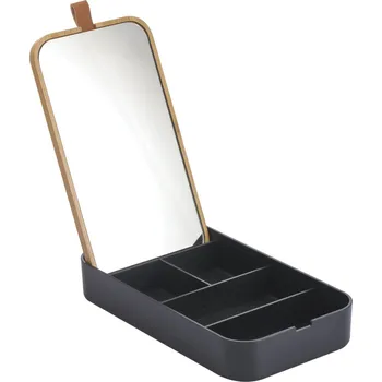 Spirella šperkovnice se zrcadlem ALAIS, obdélníková, černá, plast, bambus