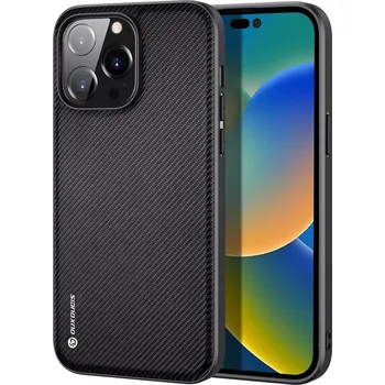 Pouzdro na mobilní telefon Obal iPhone 14 Pro Max černý Dux Ducis Fino s nylonovým povrchem