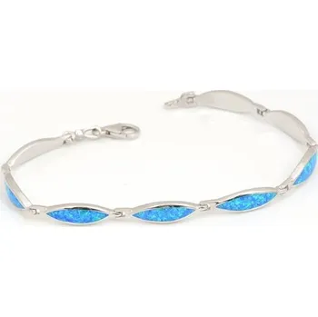Náramek Dámský stříbrný náramek s modrými opály STNA0559F + Dárek zdarma