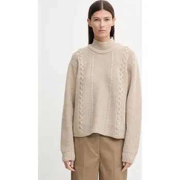 Dámský svetr Vlněný svetr G-Star Cable dámský, béžová barva, s golfem, D27730-D770 D27730.D770 80X, vel. XL