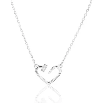 Náhrdelník Stříbrný náhrdelník hřebík ve tvaru srdce STNAH0274F
