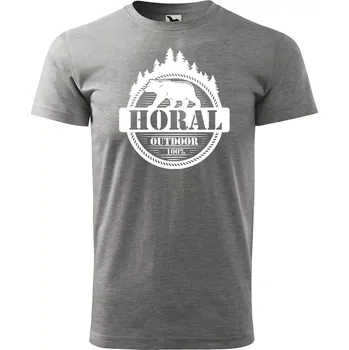Pánské tričko Sablio Tričko s potiskem Horal - šedé 5XL