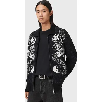 Dámský svetr Kardigan s příměsí vlny z alpaky AllSaints M056KD černá 99X, vel. M