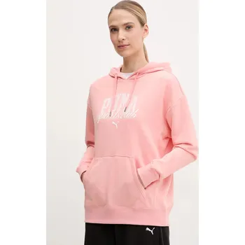 Dámská mikina Mikina Puma dámská, růžová barva, s kapucí, s potiskem, 685034 685034. 39X, vel. S