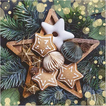 Papírový ubrousek PAW2 Papírové ubrousky PAW 33 cm x 33 cm Gingerbread Stars 20 ks