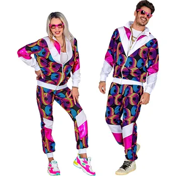 Karnevalový kostým Šusťáková souprava Retro duha 80. léta Pánská velikost: L (50-52)