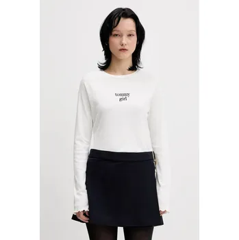 Pánské tričko Bavlněné tričko s dlouhým rukávem Tommy Jeans bílá barva, DW0DW22499 00X, vel. M