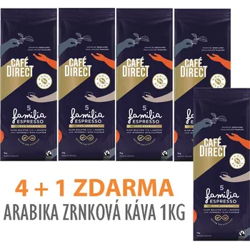 Káva 4 + 1 ZDARMA! Výhodné balení Cafédirect Arabica zrnkové kávy 1kg