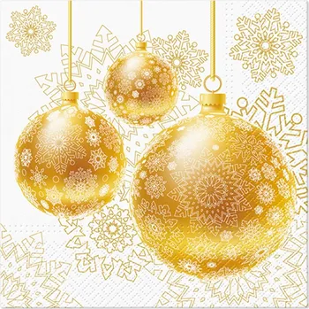 Papírový ubrousek PAW2 Papírové ubrousky PAW 33 cm x 33 cm Gold Ornamental Baubles 20 ks