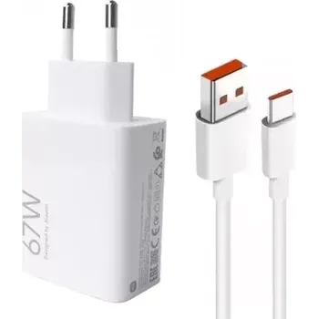Originál síťová nabíječka Xiaomi MDY-14-EW 67W QC 3.0 + USB-C kabel MiCharge Turbo 6A bílá Bulk