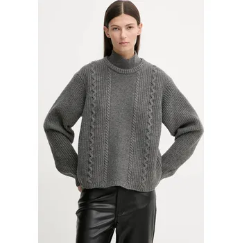 Dámský svetr Vlněný svetr G-Star Cable dámský, šedá barva, s golfem, D27730-D770 D27730.D770 90X, vel. L