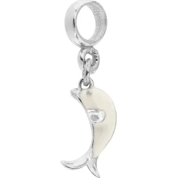 Přívěsek Stříbrný navlékací přívěsek bílý delfín