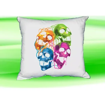 Dekorativní polštářek Polštářek LEBKY bílý (Polštář 35x35 cm barevná lebka)