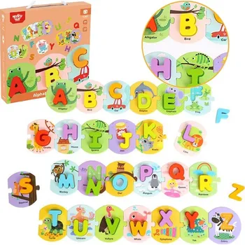 Puzzle Tooky Toy Puzzle Puzzle Učení abecedy Písmena slov Abeceda Tlustý Klocki 26 el.