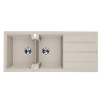 Kuchyňský dřez Kuchinox Laveo Canaria, 2-komorový granitový dřez 1160x500x207 mm, béžová, LAV-SPC_421T