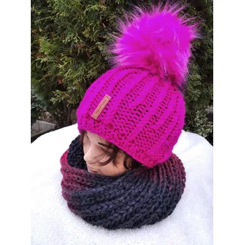 Pokrývka hlavy Čepice ručně pletená cyklámen