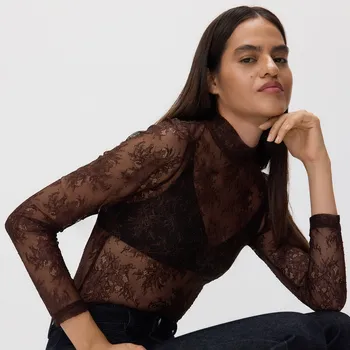 Dámská halenka Reserved - Krajková halenka - hnědá - 240HS-83X - 240HS-83X-L