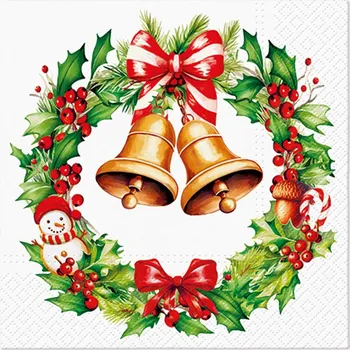 Vánoční dekorace UBROUSKY vánoční Věnec a zvonky 33x33cm 20ks