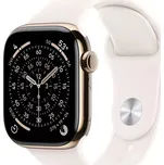 Apple Watch Series 11 GPS + Cellular 42mm Zlatý titan se světle ruměným sportovním řemínkem - S/M