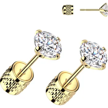 Souprava šperků Atreya Náušnice z chirurgické oceli se zirkonem Aura Barva: Zlatá, Velikost koncovky: 3 mm, Délka / Průměr: 6 mm