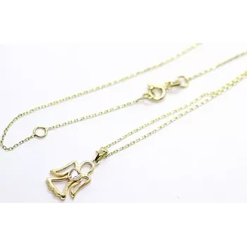 Řetízek Klenoty Budín Dámský zlatý náhrdelník ze žlutého zlata s andělíčkem se zirkony 585/1,61gr 42+3cm HK4069 (Klenoty Budín Dámský zlatý náhrdelník ze žlutého zlata s andělíčkem se zirkony 585/1,61gr 42+3cm HK4069)