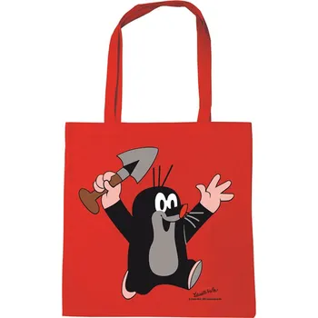 Shopping taška na rameno Krteček: Juhu (38 x 42 cm) červená bavlna