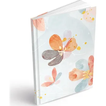 Zápisník Záznamová kniha A4 – akvarelové květy modré / 100 listů / čtvereček