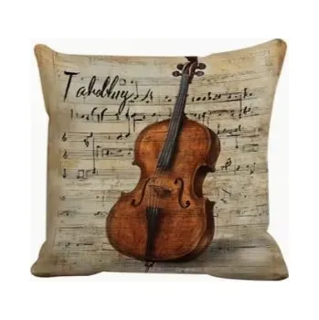 Retro povlak na polštář s motivem houslí