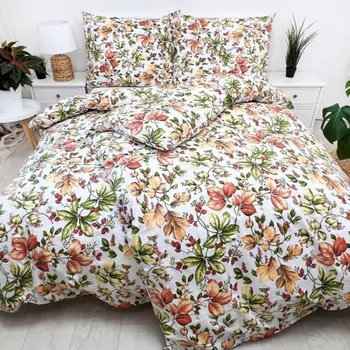 Povlečení Francouzské krepové povlečení Podzim bílý Zapínání: zip, Velikost polštáře: 2x50x70, Velikost přikrývky: 200x200 Šev uprostřed